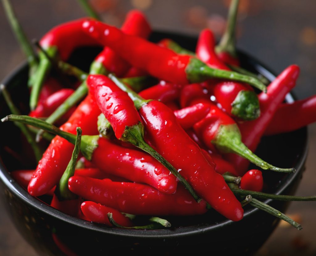 Chilischoten mit Capsaicin: Einer der Inhaltsstoffe von Physiorelax.